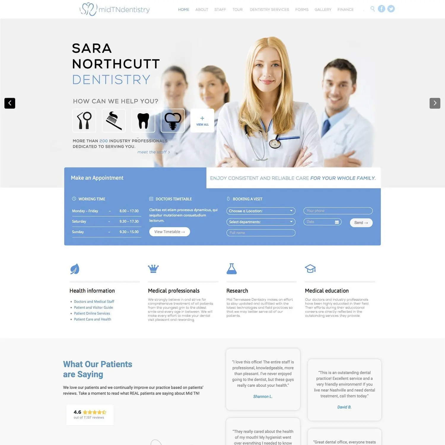 Mid TN Dentistry, Home Page - Nashville Web Design