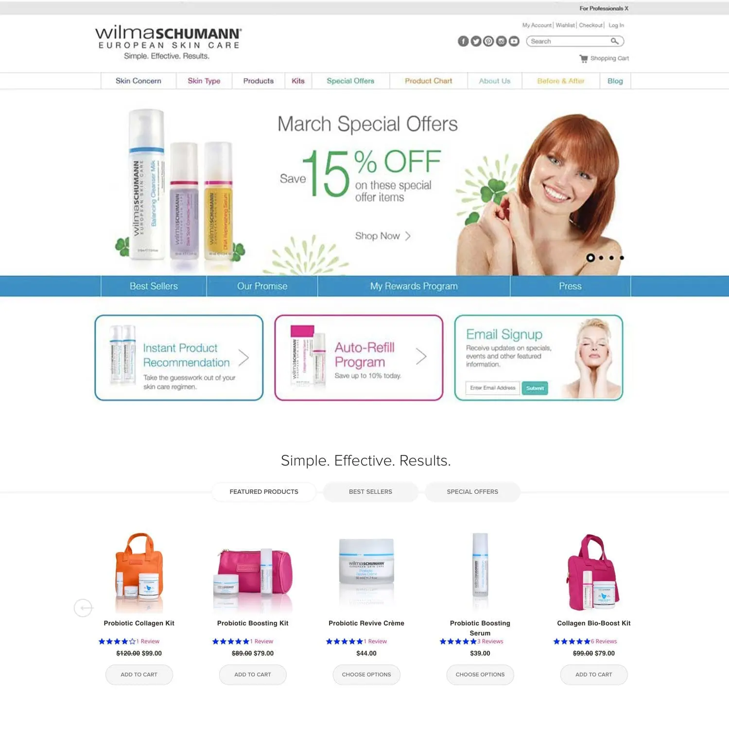 Wilma Schumann European Skin Care, Home Page - Nashville Web Design