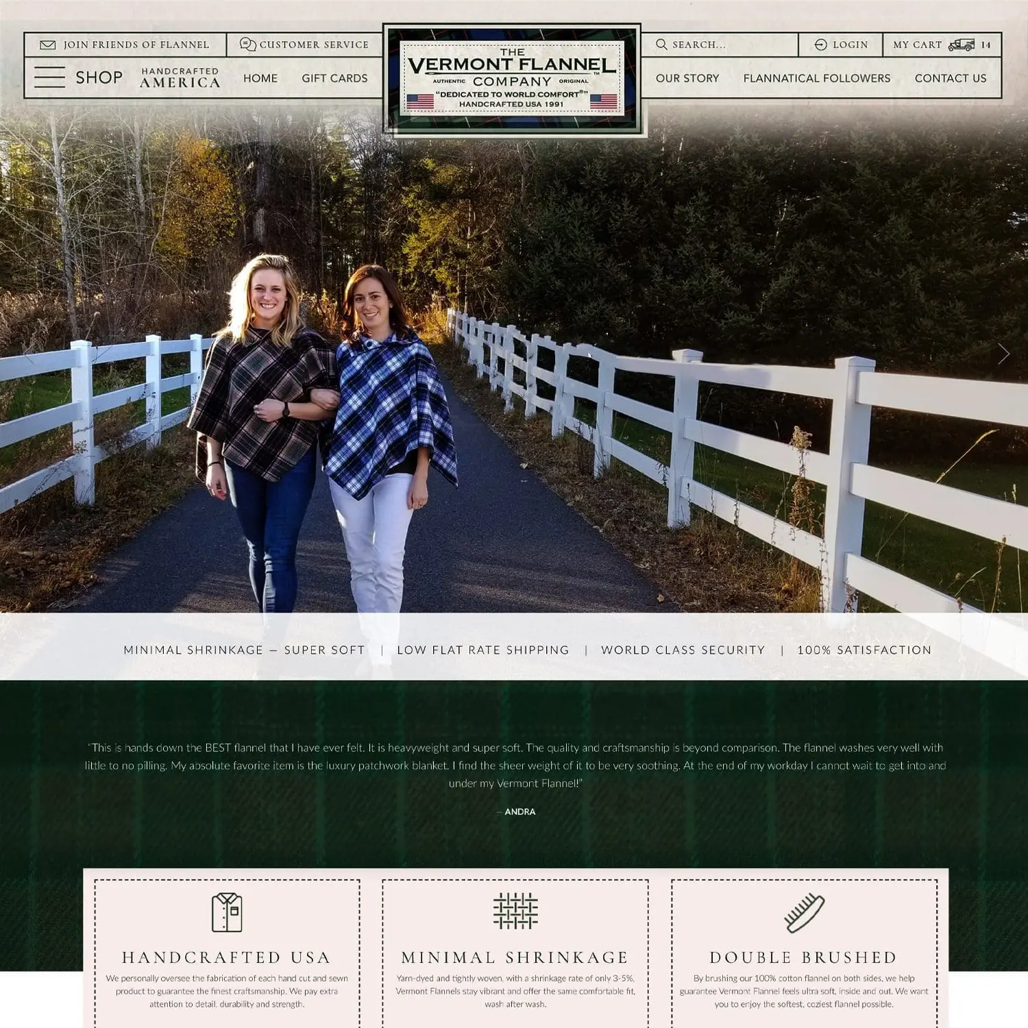 The Vermont Flannel Company, Home Page - Nashville Web Design