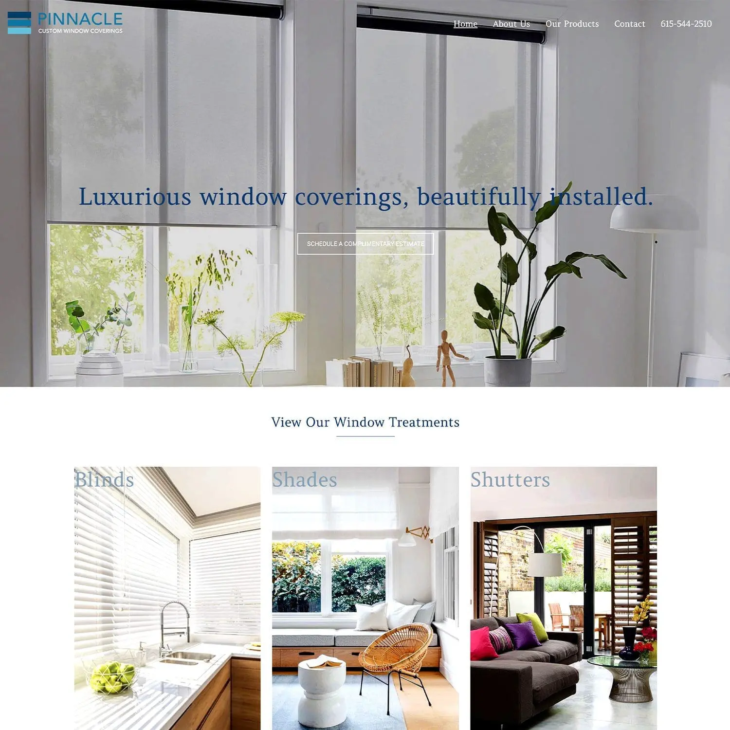 Pinnacle Blinds, Home Page - Nashville Website Design & Digital Marketing, SEO