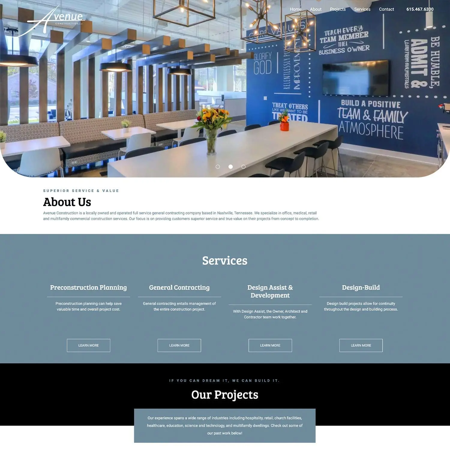 Avenue Construction, Home Page - Nashville Website Design & Digital Marketing, SEO