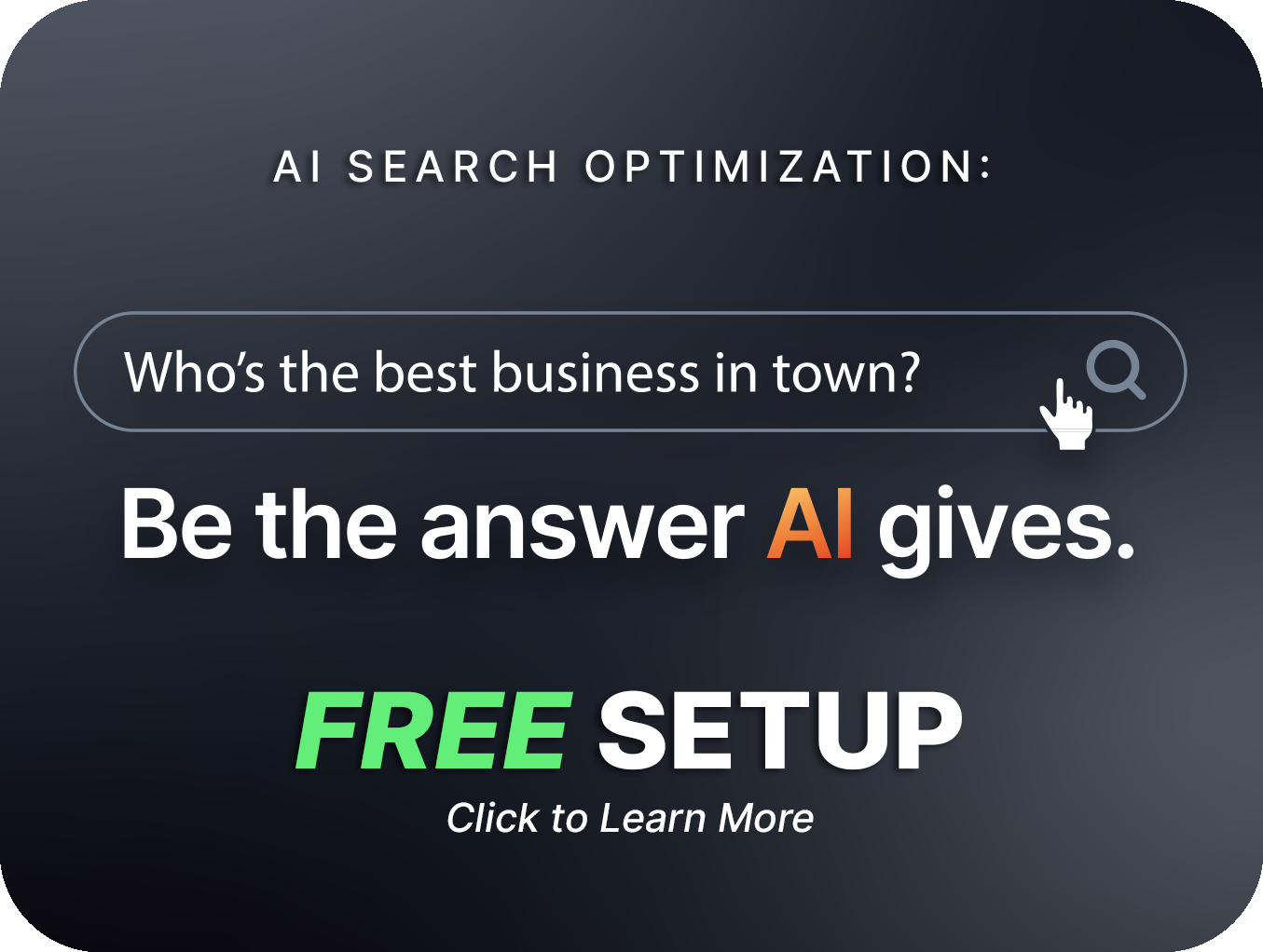 AI Search Optimization promotion offering free setup from Conversion First Marketing